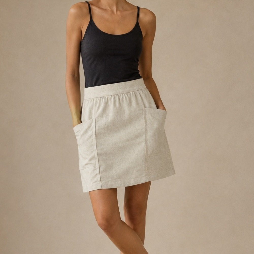 Anthropologie Cartonnier Gold Metallic Linen Mini Skirt Size 0 NWT